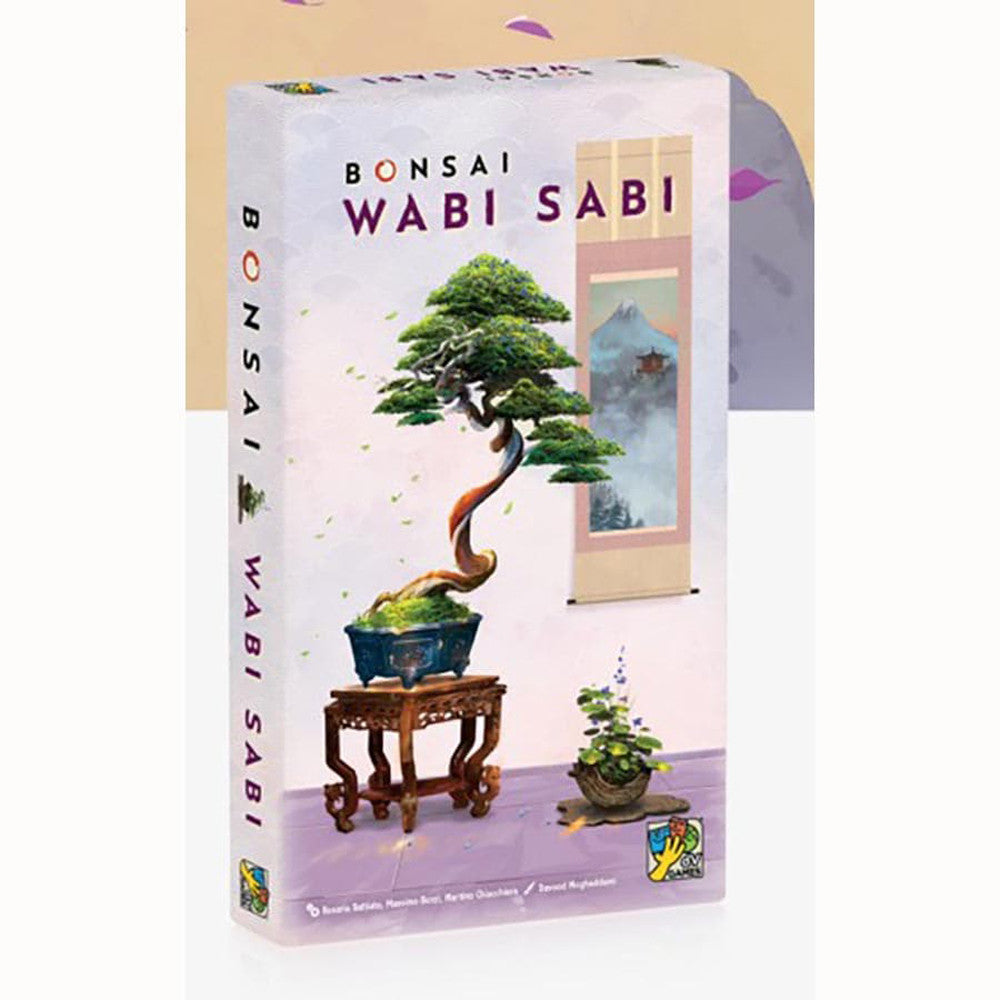 Bonsai: Wabi Sabi Expansion box featuring a detailed bonsai tree and decorative scroll art, ideal for tabletop gaming enthusiasts.
