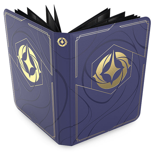 Disney Lorcana TCG Azurite Sea Portfolio features a premium design with a deep blue cover and gold accents, ideal for card storage.