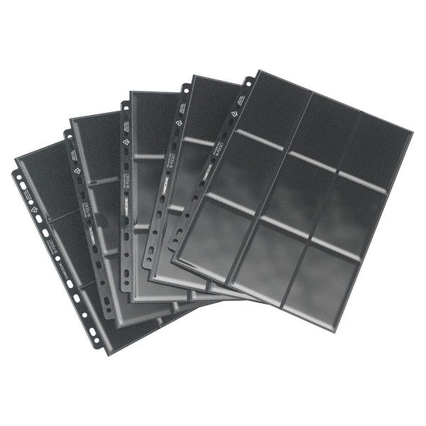 Gamegenic 18 Pocket Sideloading pages in black, pack of 10, designed for storing trading cards securely and efficiently.