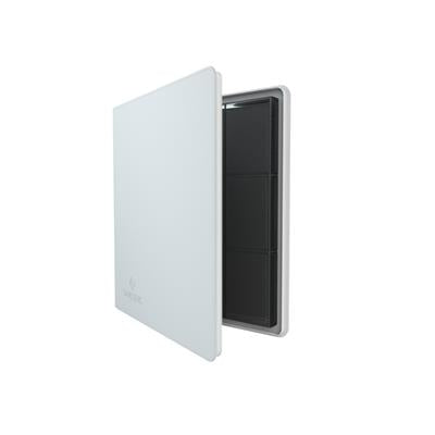 Gamegenic white zip-up album featuring 24 pockets for card storage, designed for organizing trading cards securely.