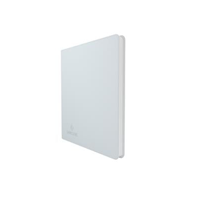 Gamegenic white zip-up album with 24 pockets for card storage, featuring a sleek, minimalist design.