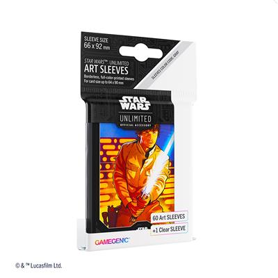 Gamegenic Star Wars Unlimited sleeves featuring Luke Skywalker design, pack of 60 art sleeves for card protection.