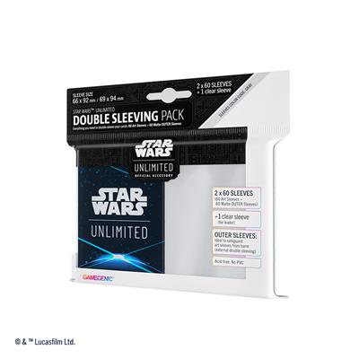 Gamegenic Star Wars Unlimited double sleeving pack featuring blue card backs, includes two sets of 60 sleeves.