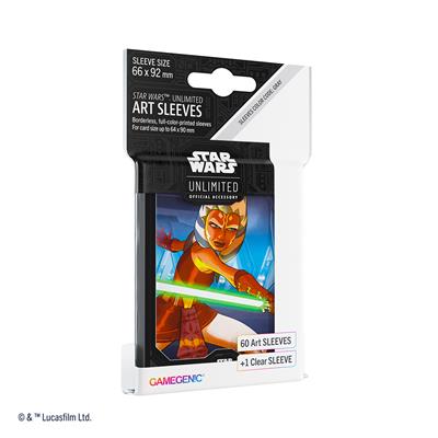 Gamegenic Star Wars Unlimited Ahsoka Tano art sleeves pack, featuring 60 sleeves plus one clear sleeve for card protection.