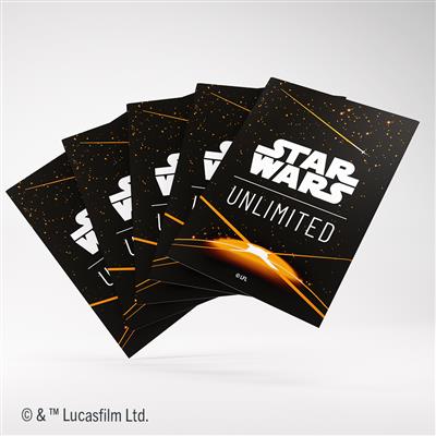 Gamegenic Sleeves featuring Star Wars Unlimited design in orange, ideal for protecting trading cards during gameplay.