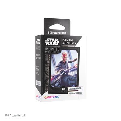 Gamegenic Star Wars Unlimited Darth Maul art sleeves pack featuring 60 illustrated sleeves and 2 clear sleeves.