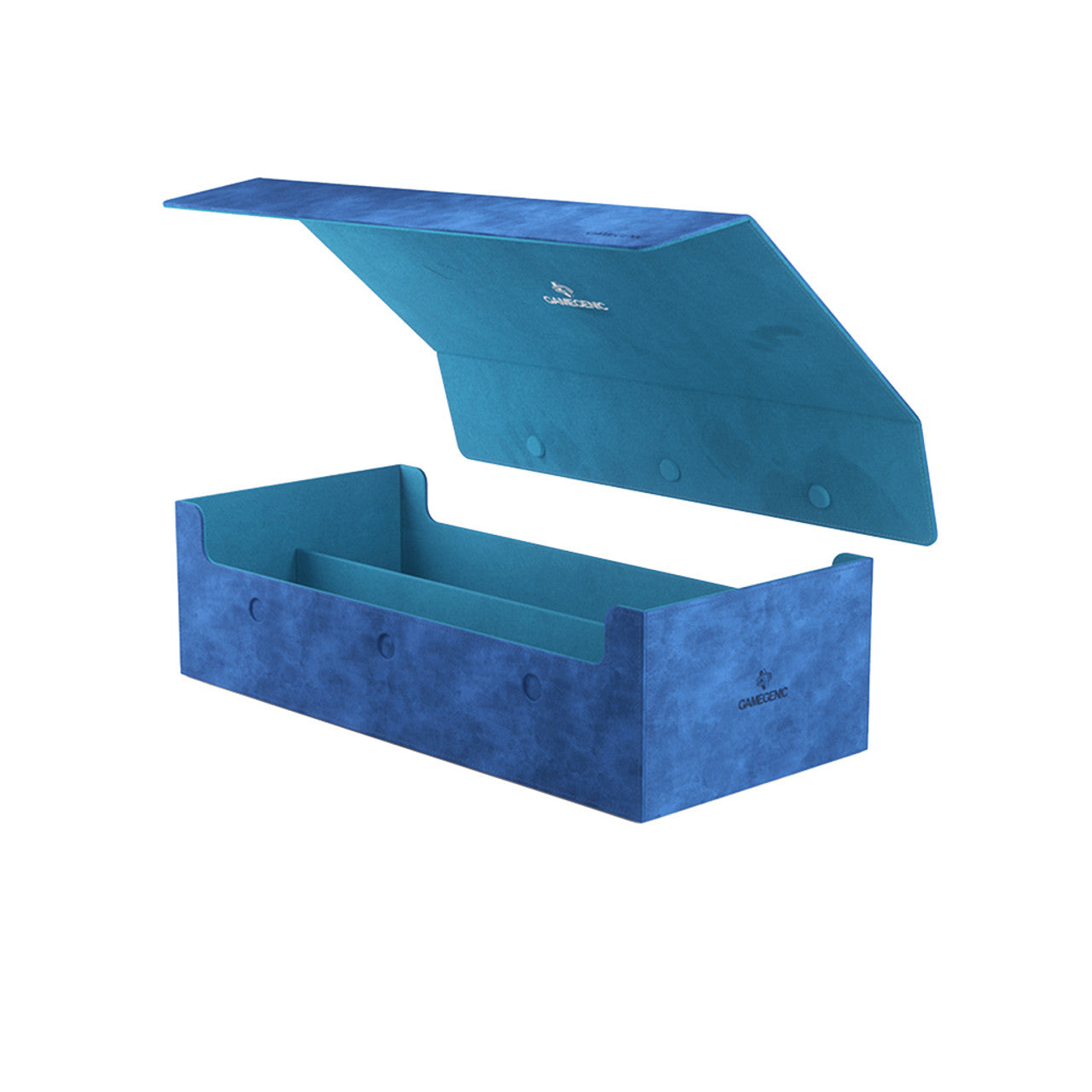 Blue Game Genic Deck Box: Dungeon 1100+ Convertible, featuring a spacious interior and a hinged lid for easy access.