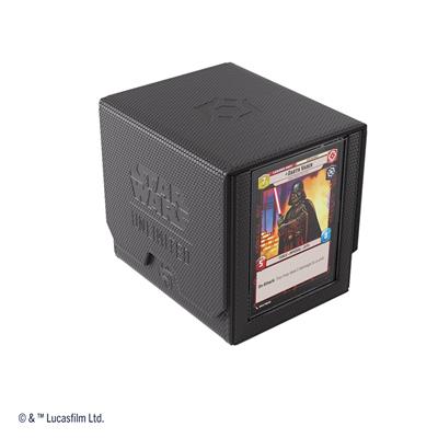 Black Gamegenic Deck Box for Star Wars Unlimited, featuring a card display and textured design for protection.
