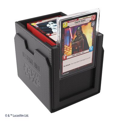 Gamegenic Deck Box for Star Wars Unlimited in black, featuring a card display and storage for trading cards.