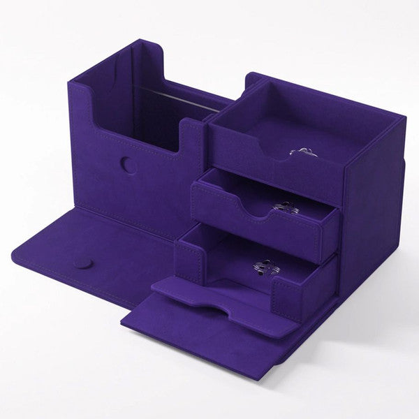 Purple Gamegenic Deck Box: The Academic 133+ XL featuring multiple compartments for card storage and organization.