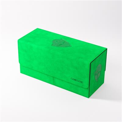 Gamegenic Deck Box The Academic 133+ XL in green and black, featuring a textured finish and embossed design.