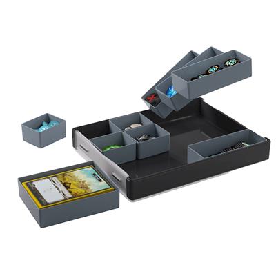 Gamegenic Token Silo Convertible in black, featuring multiple compartments for organizing tokens and game accessories.