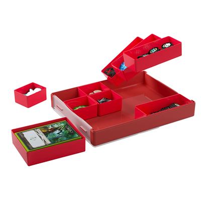 Gamegenic Token Silo Convertible in red, featuring multiple compartments for organizing tokens and cards.