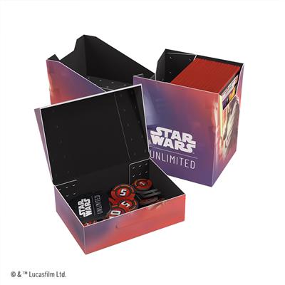 Gamegenic Deck Box featuring Star Wars Unlimited design, showcasing Qui-Gon Jinn, with space for cards and tokens.