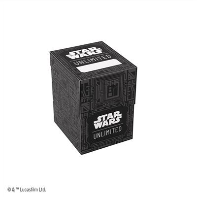 Gamegenic Deck Box featuring a Star Wars Unlimited design, showcasing a sleek black exterior with intricate patterns.