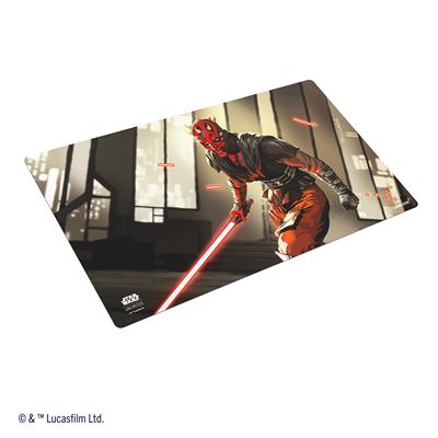 Darth Maul themed playmat featuring the character in action with a red lightsaber, set against a dynamic background.
