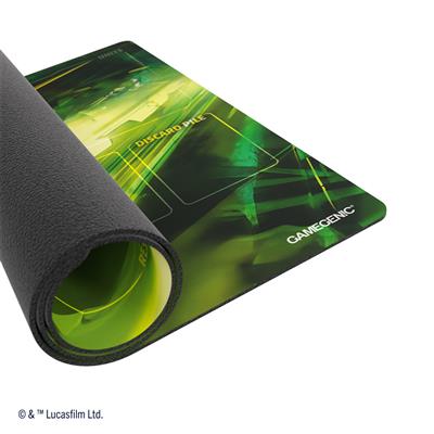 Gamegenic Playmat featuring a vibrant Star Wars Unlimited Speeder Bike Chase design, ideal for tabletop gaming.