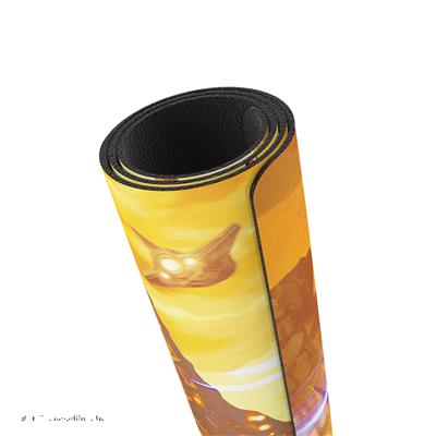 Gamegenic Playmat featuring Star Wars Unlimited Droids design, rolled up showcasing vibrant colors and detailed artwork.