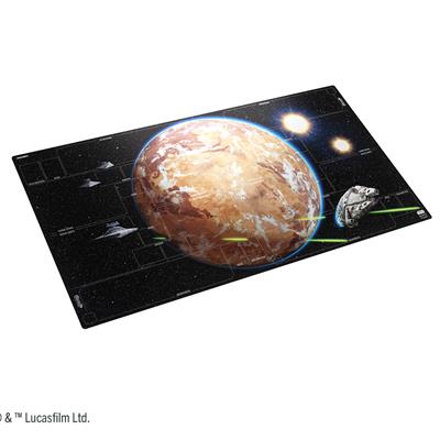 Gamegenic Star Wars Unlimited 4 Player Game Mat featuring a detailed space scene with a planet and starships.