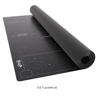 Gamegenic Star Wars Unlimited 4 Player Game Mat, featuring a sleek black design with starry background for tabletop gaming.