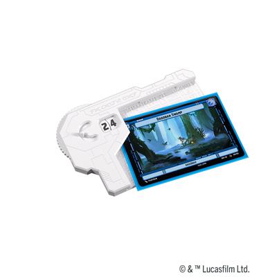 Gamegenic Star Wars Unlimited Damage Pad in white, featuring a key-shaped design and a colorful game interface display.