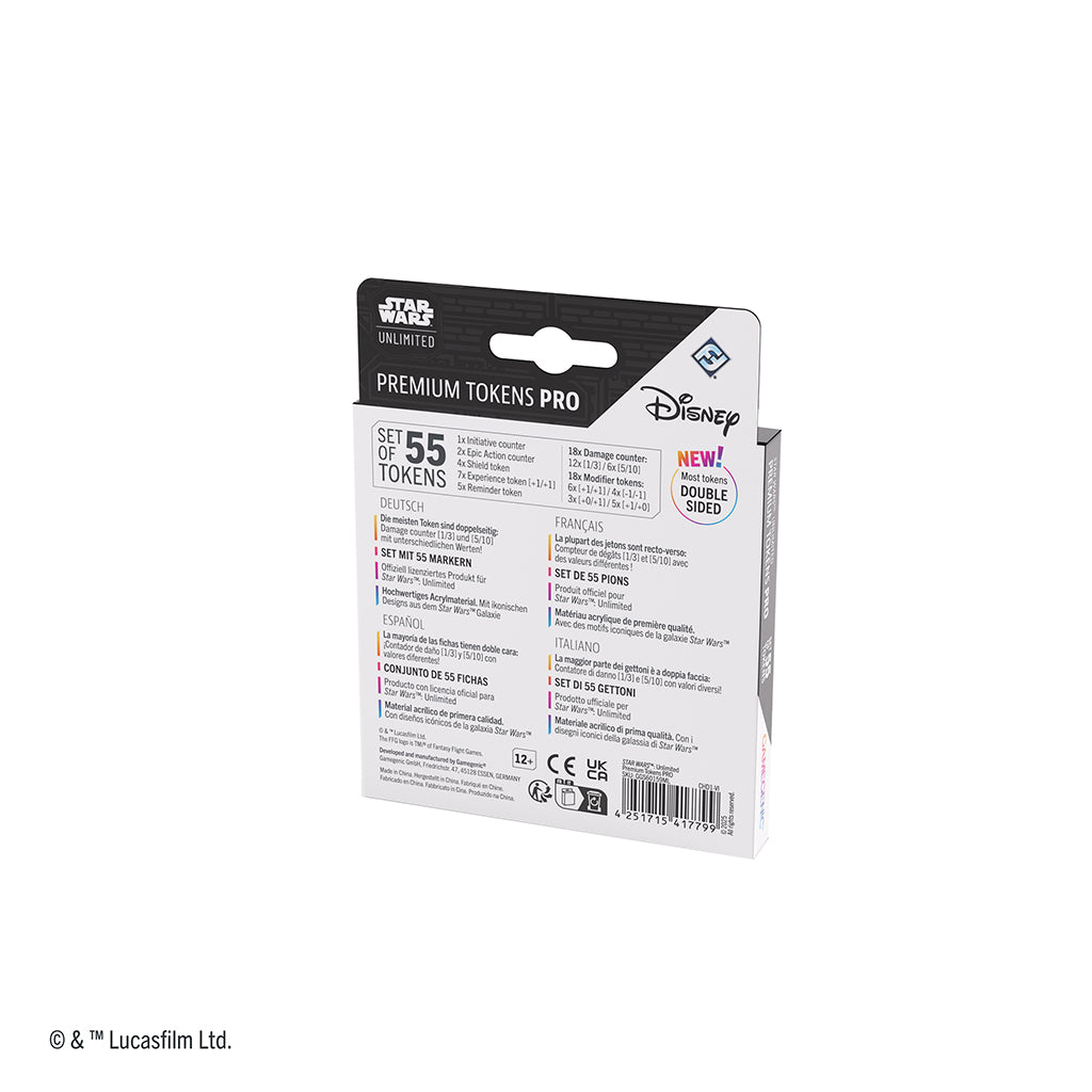 Premium Tokens Pro set for Star Wars Unlimited, featuring 55 double-sided tokens for enhanced gameplay.