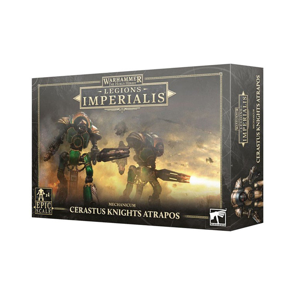 Box set of Legions Imperialis: Mechanicum featuring Cerastus Knights Atrapos, showcasing detailed miniatures for tabletop gaming.