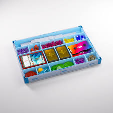 Gamegenic Token Silo XL Convertible in blue, featuring multiple compartments for organizing game tokens and accessories.