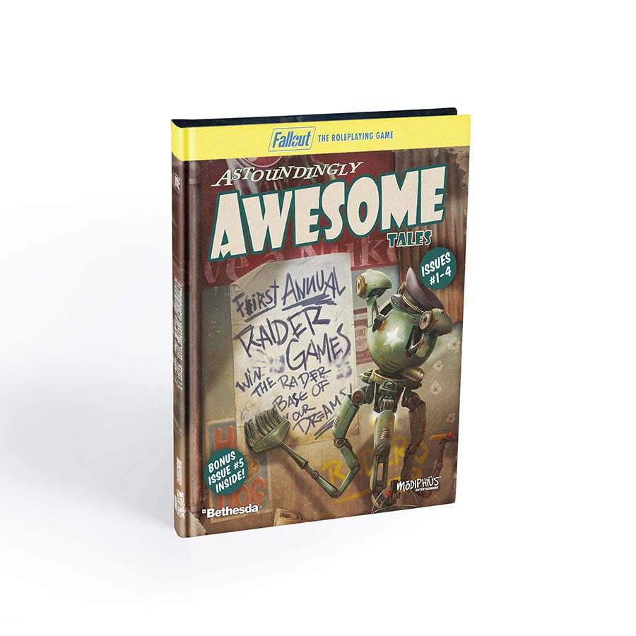Fallout: The Roleplaying Game - Astoundingly Awesome Tales 1-4 & Bonus, featuring vibrant cover art and retro design.