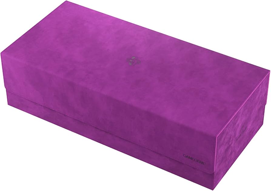 Purple Game Genic Deck Box designed for 1100+ cards, featuring a sleek convertible design for easy access and storage.