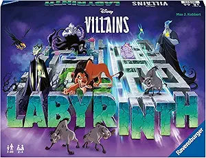 Disney Villains: Labyrinth board game box featuring iconic villains and a maze design, ideal for family game nights.