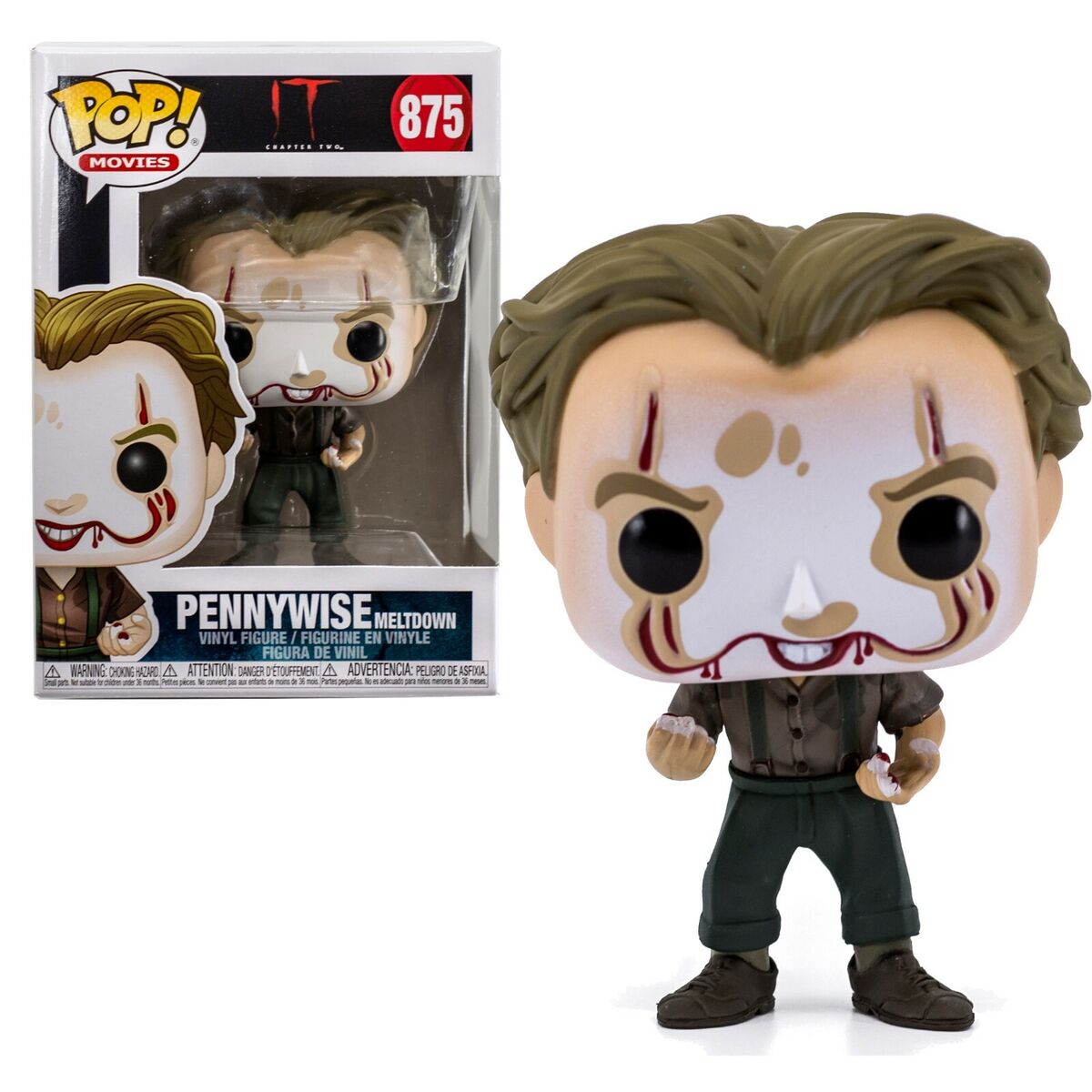 Funko Pop! figure of Pennywise Meltdown from IT, featuring a detailed design with blood stains and a menacing expression.