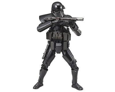 1/12 scale model of a Star Wars Death Trooper, featuring detailed black armor and a blaster rifle in a combat pose.