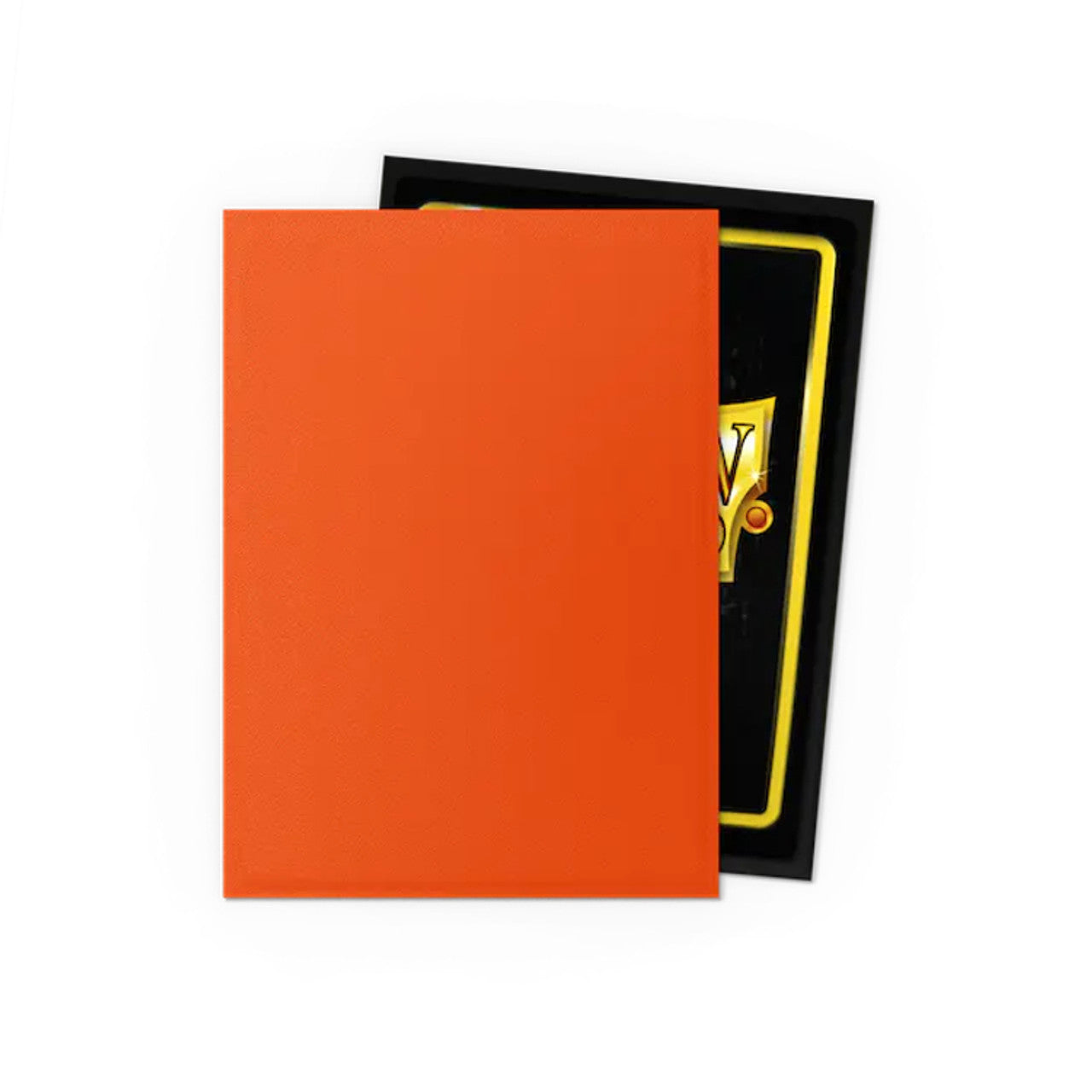 Dragon Shield Ember Matte Dual Card Sleeves in orange, designed to protect trading cards with a sleek, textured finish.