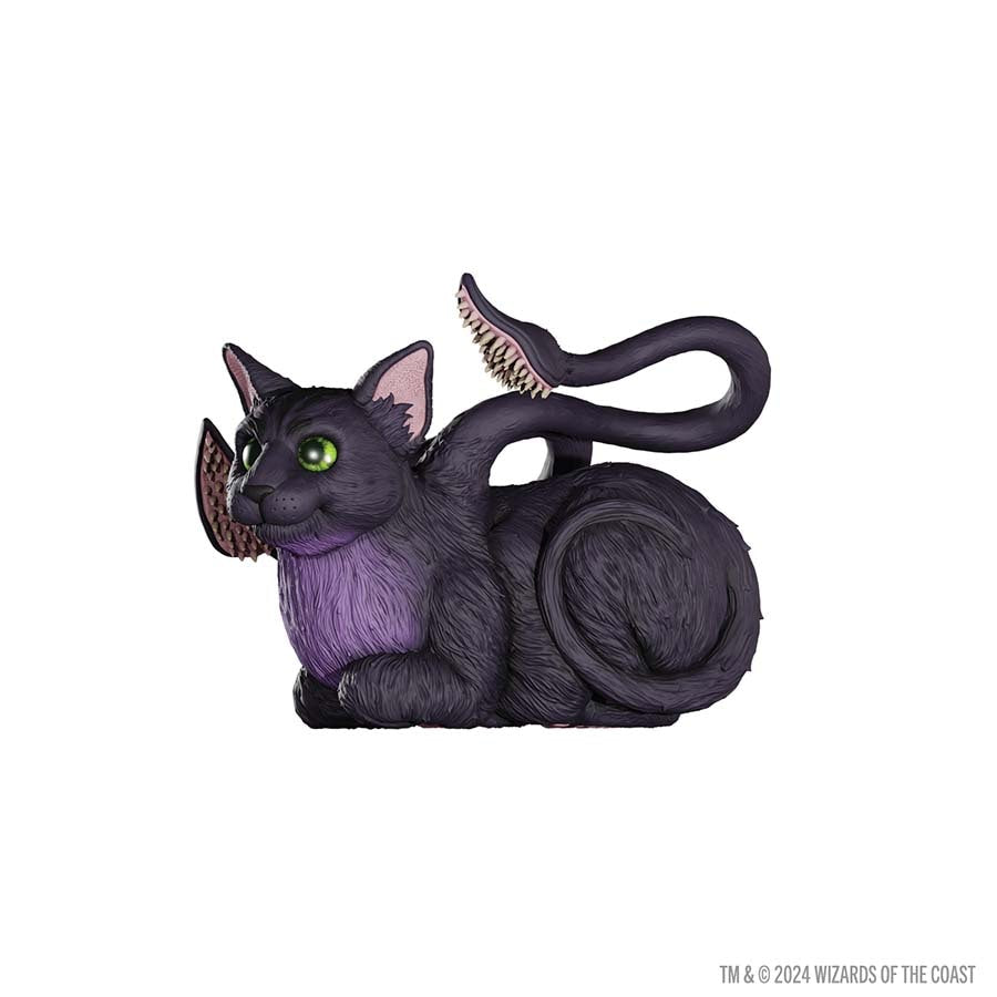 Life-sized figure of a Displacer Beast kitten from Dungeons & Dragons, featuring a sleek black body and tentacle-like appendages.