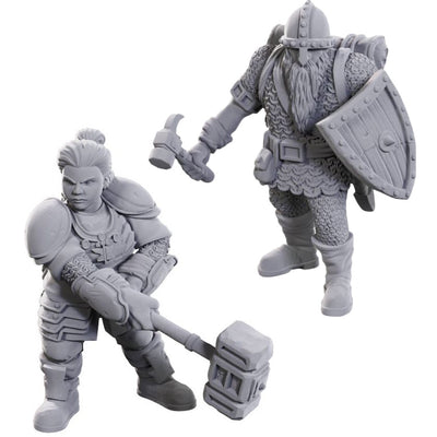 Limited edition Dungeons & Dragons miniatures featuring two detailed dwarven figures with weapons and armor.