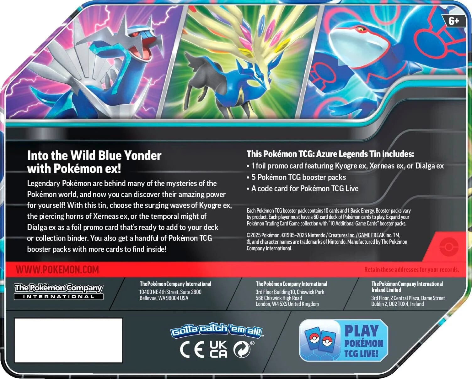 Pokemon TCG: Azure Legends: Tin - Kyogre (PREORDER)