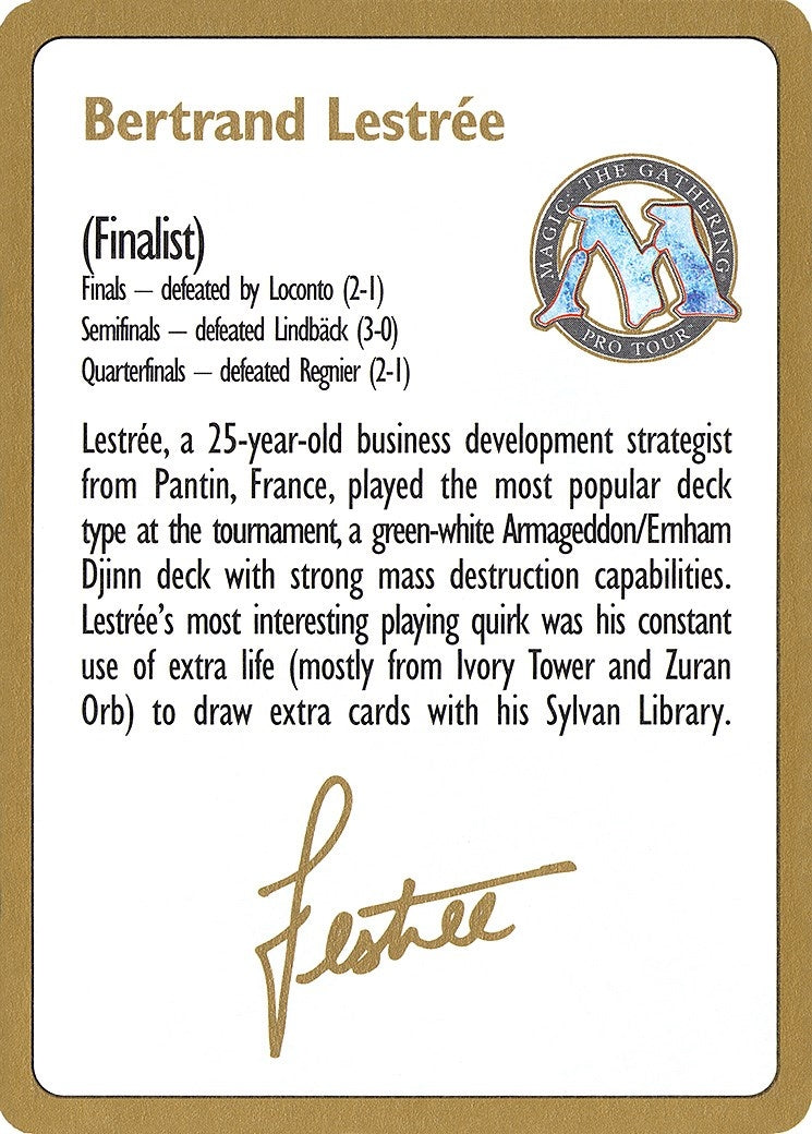 Image for 1996 Bertrand Lestree Biography Card (WCD)