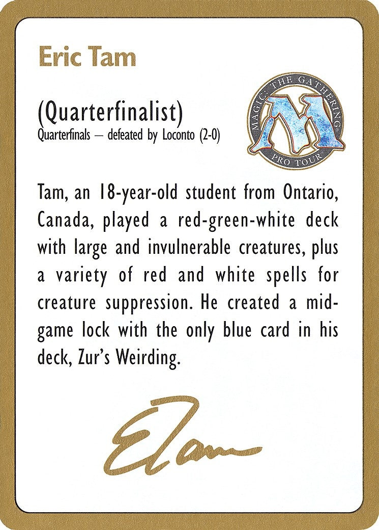 Image for 1996 Eric Tam Biography Card (WCD)