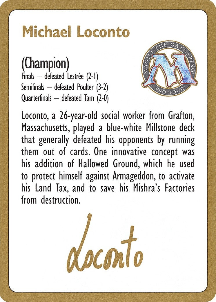 Image for 1996 Michael Loconto Biography Card (WCD)