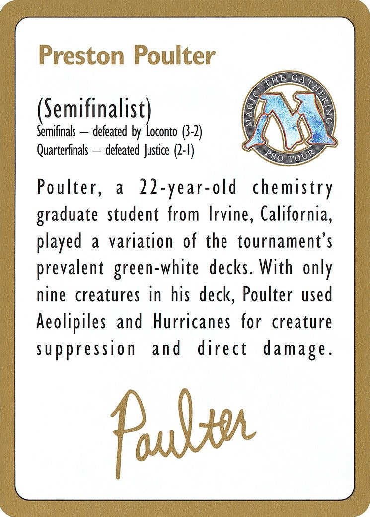 Image for 1996 Preston Poulter Biography Card (WCD)