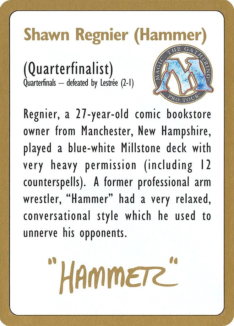 Image for 1996 Shawn "Hammer" Regnier Biography Card (WCD)