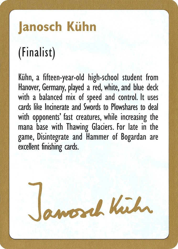 Image for 1997 Janosch Kuhn Biography Card (WCD)