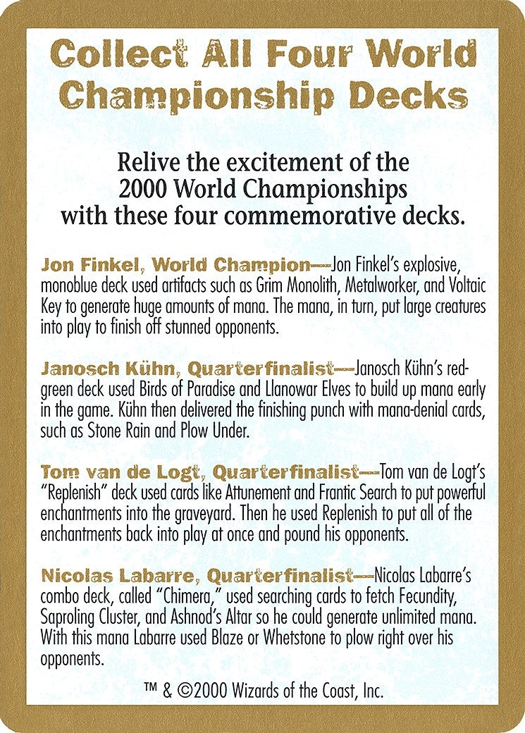 Image for 2000 World Championship Advertisement Card (WCD)