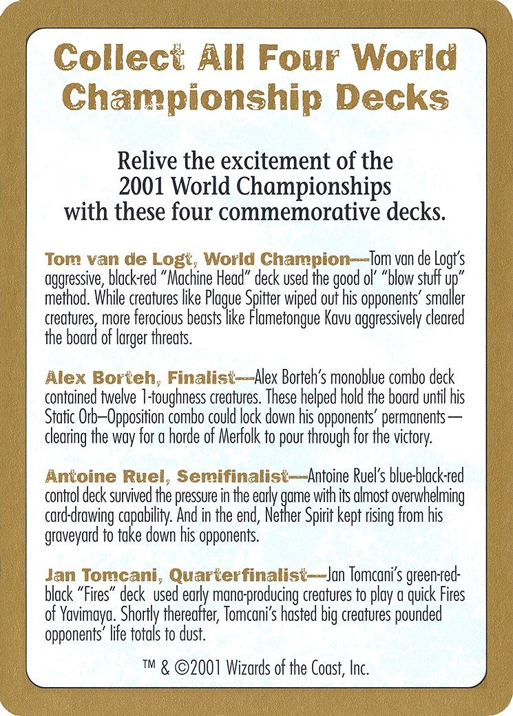 Image for 2001 World Championship Advertisement Card (WCD)