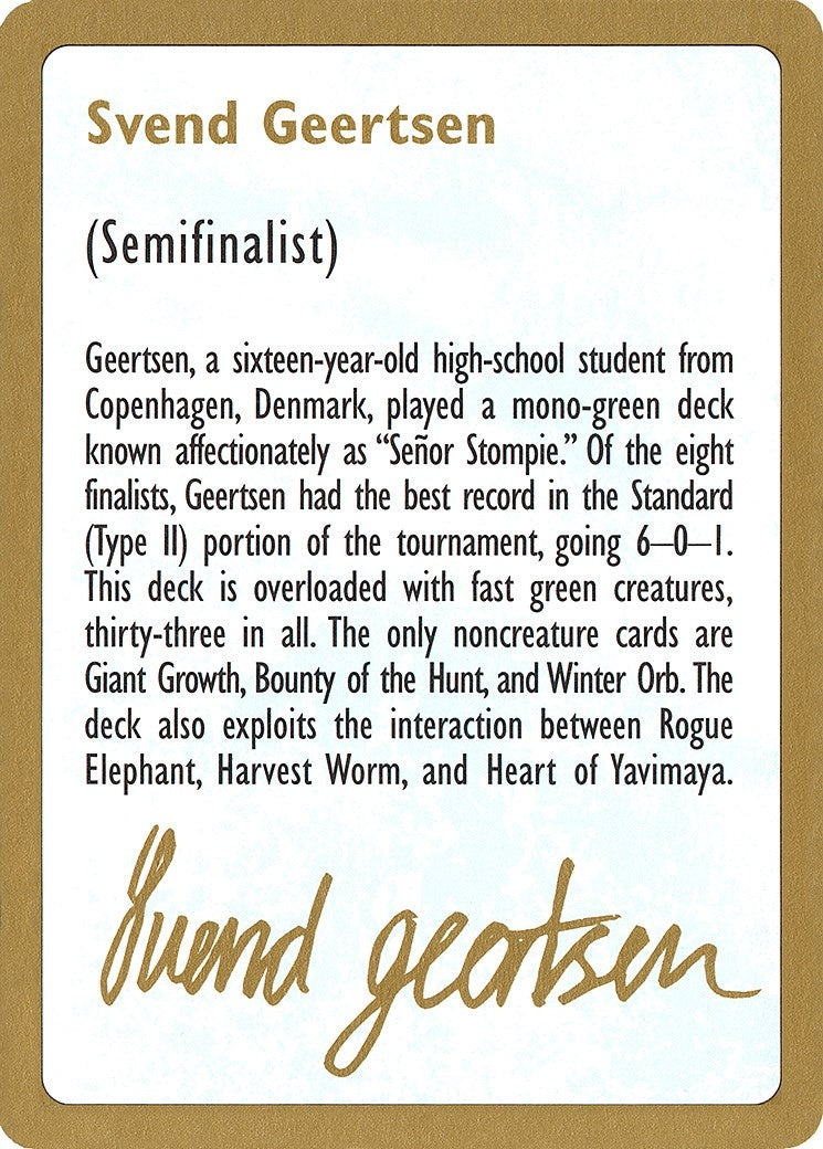 Image for 1997 Svend Geertsen Biography Card (WCD)