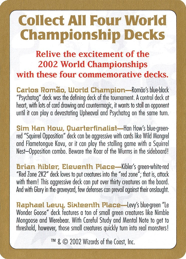 Image for 2002 World Championship Advertisement Card (WCD)