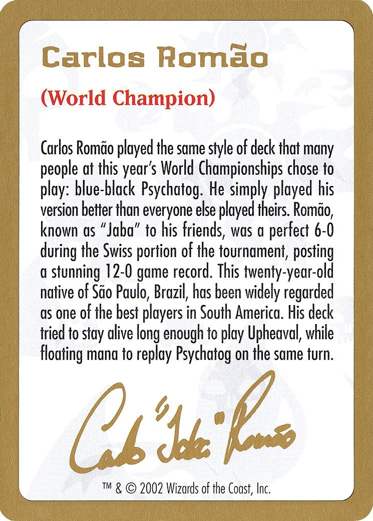Image for 2002 Carlos Romao Biography Card (WCD)