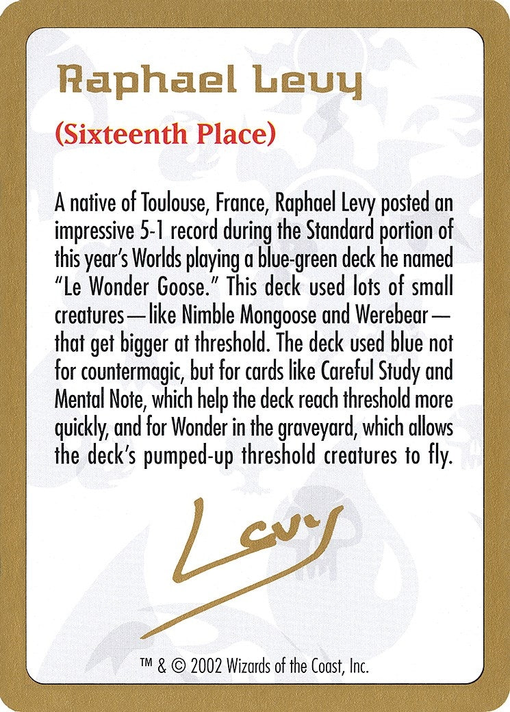 Image for 2002 Raphael Levy Biography Card (WCD)