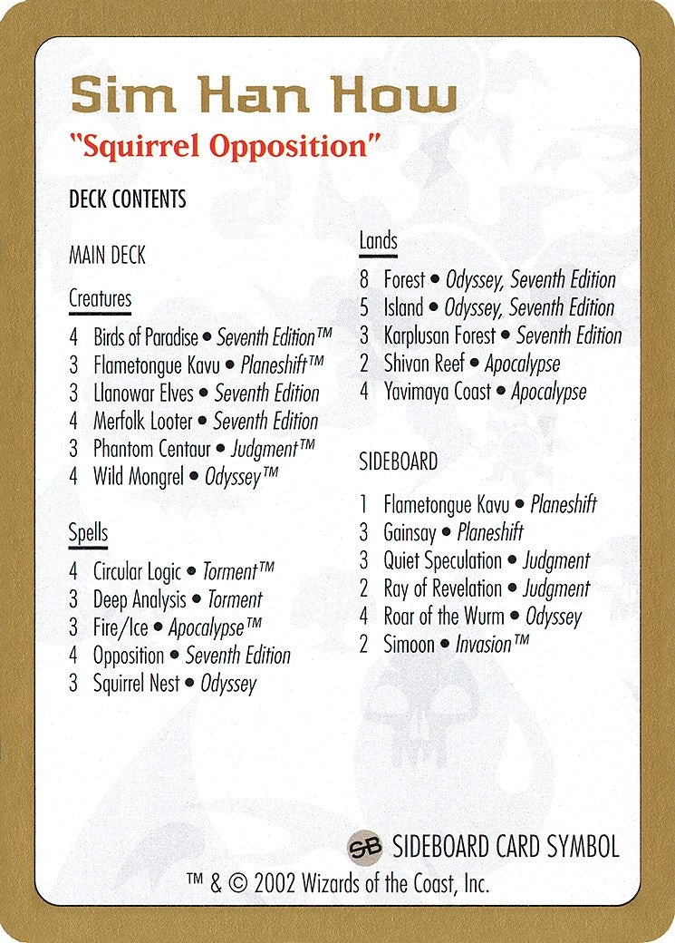 Image for 2002 Sim Han How Decklist Card (WCD)